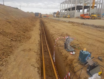 Plynovod v areálu Lidl Bravantice