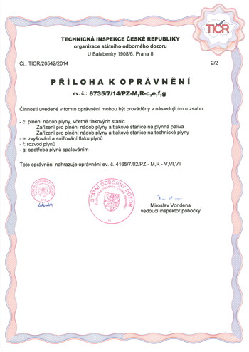 Oprávnění TIČR - PLYNSTAV, s.r.o. - strana 2